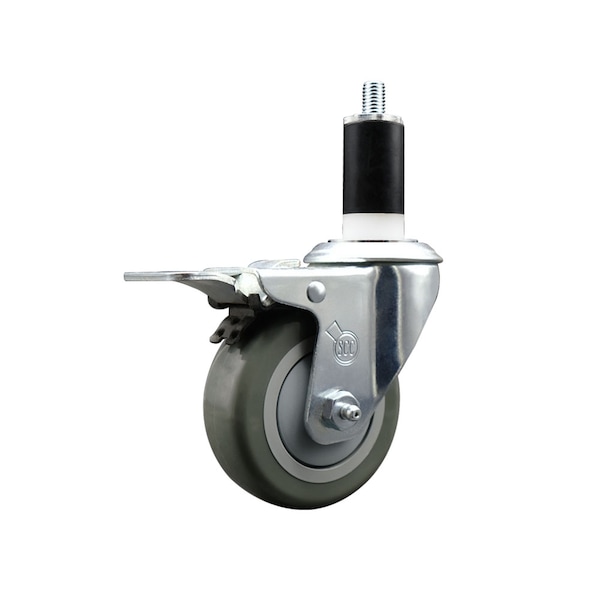 3.5'' Gray Poly Swivel 1-3/8'' Expanding Stem Caster Total Lock Brake